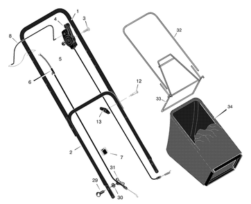 Handle And Bag Assembly Diagram and Parts List for 228530X7A 2001 Briggs and Stratton Lawn Mower